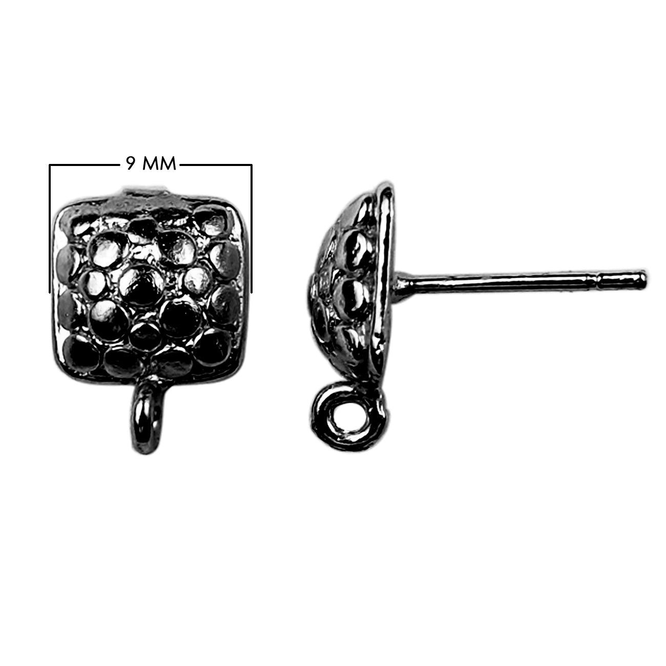 Black Rhodium Overlay Textured Dome Stud Earwire Jewelry Finding Handcrafted In India