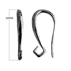 Black Rhodium Overlay Hook Style Earwire Jewelry Finding Handcrafted In India