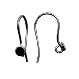 Black Rhodium Overlay Plain Disc Earwire Jewelry Finding Handcrafted In India