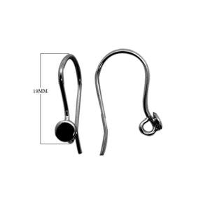 Black Rhodium Overlay Plain Disc Earwire Jewelry Finding Handcrafted In India
