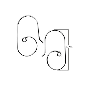 Black Rhodium Overlay Spiral Loop Earwire Jewelry Finding Handcrafted In India