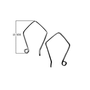 Black Rhodium Overlay Geometric Angular Earwire Jewelry Finding Handcrafted In India