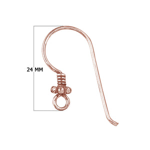 Rose Gold Overlay Granulated Coil Hook Earwire Jewelry Finding Handcrafted In India For Professional Jewelry Production