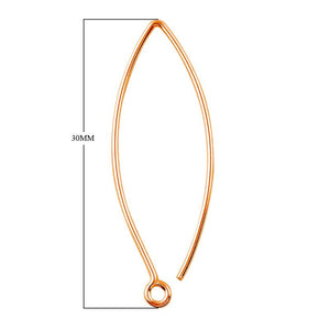 Rose Gold Overlay Long Marquise Earwire Jewelry Finding Handcrafted In India For Professional Jewelry Production
