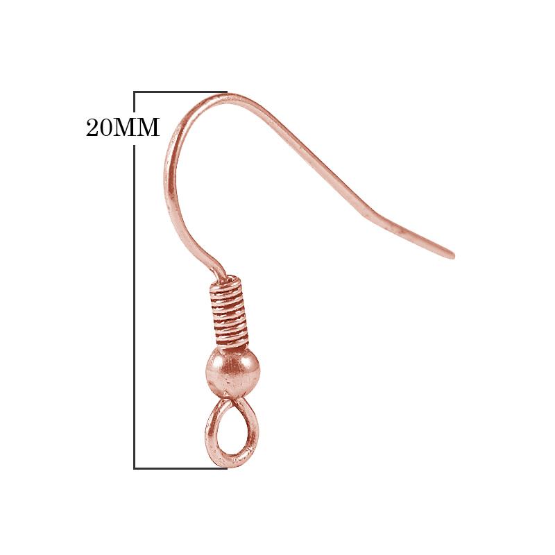 Rose Gold Overlay Coil Ball Hook Earwire Handcrafted In India For Professional Jewelry Production