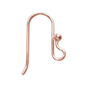 Rose Gold Overlay Hook Earwire With Ball Accent Handcrafted In India For Bulk Jewelry Assembly