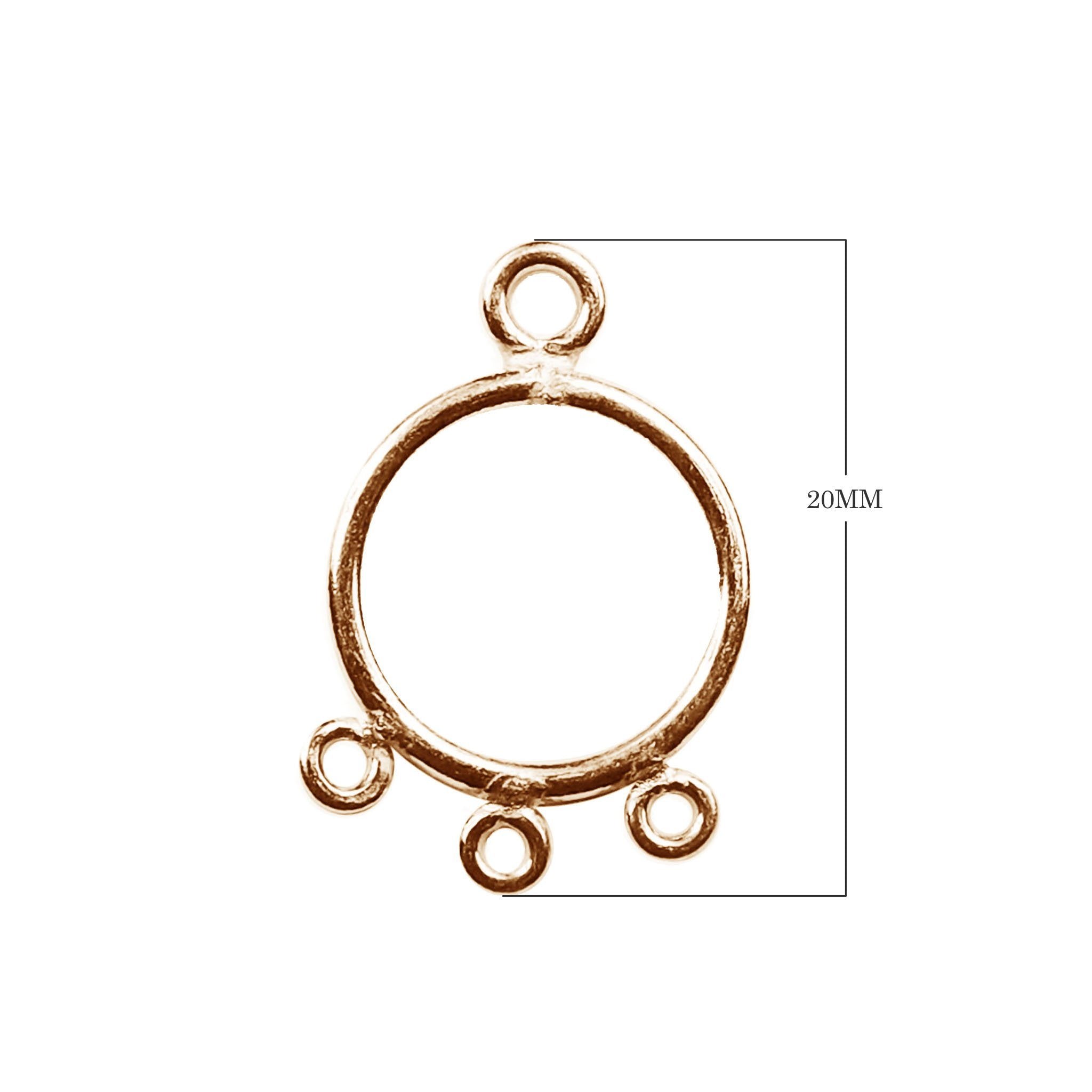 Rose Gold Overlay Three-Loop Connector Ring Handcrafted In India For Bulk Jewelry Assembly