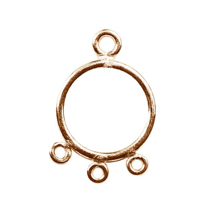 Rose Gold Overlay Three-Loop Connector Ring Handcrafted In India For Bulk Jewelry Assembly