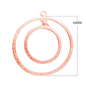 Bulk Rose Gold Overlay Over Copper jewelry findings featuring a textured concentric double hoop focal and multi-loop circular chandelier frames for professional manufacturing.
