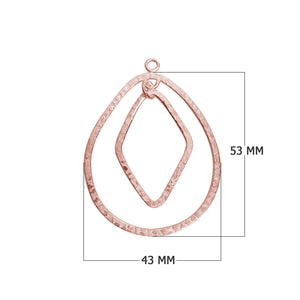 Rose Gold Overlay Textured Teardrop Connector Handcrafted In India For Jewelry Making