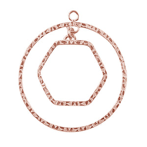 Rose Gold Overlay Textured Hexagon Connector Handcrafted In India For Jewelry Making