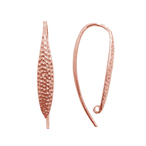 Rose Gold Overlay Hammered Long Earwire Handcrafted In India For Jewelry Making