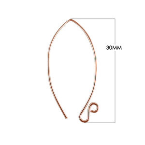 Rose Gold Overlay Marquise Loop Earwire Handcrafted In India For Jewelry Making