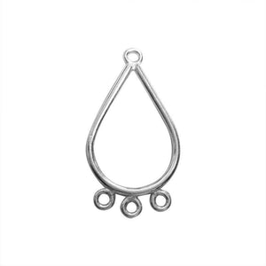 Wholesale silver Overlay Over copper teardrop chandelier earring finding with three attachment loops, handcrafted in India.