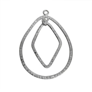 Silver Overlay Diamond and Teardrop Connector Wholesale handcrafted in India with textured dual shape design