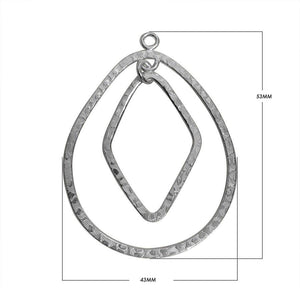 Silver Overlay Diamond and Teardrop Connector Wholesale handcrafted in India with textured dual shape design