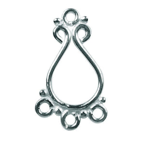 Silver Overlay Filigree Teardrop Connector Wholesale handcrafted in India with polished decorative design