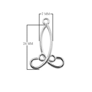 Silver Overlay Twisted Leaf Earwire Connector Wholesale handcrafted in India with polished silver overlay finish