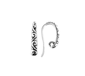 Silver Overlay Swirl Pattern Earwire Wholesale handcrafted in India with polished silver overlay finish