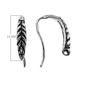 Silver Overlay Leaf Pattern Earwire Wholesale handcrafted in India with oxidized and polished silver overlay finish