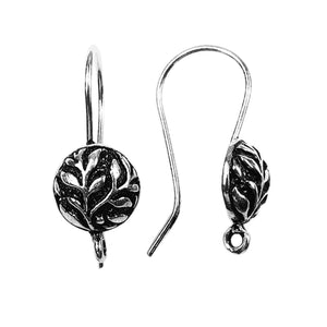 Silver Overlay Leaf Motif Earwire Wholesale handcrafted in India with oxidized and polished silver overlay finish
