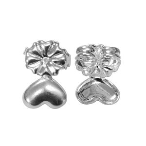 Silver Overlay Heart Design Earring Back Wholesale handcrafted in India with polished silver overlay finish