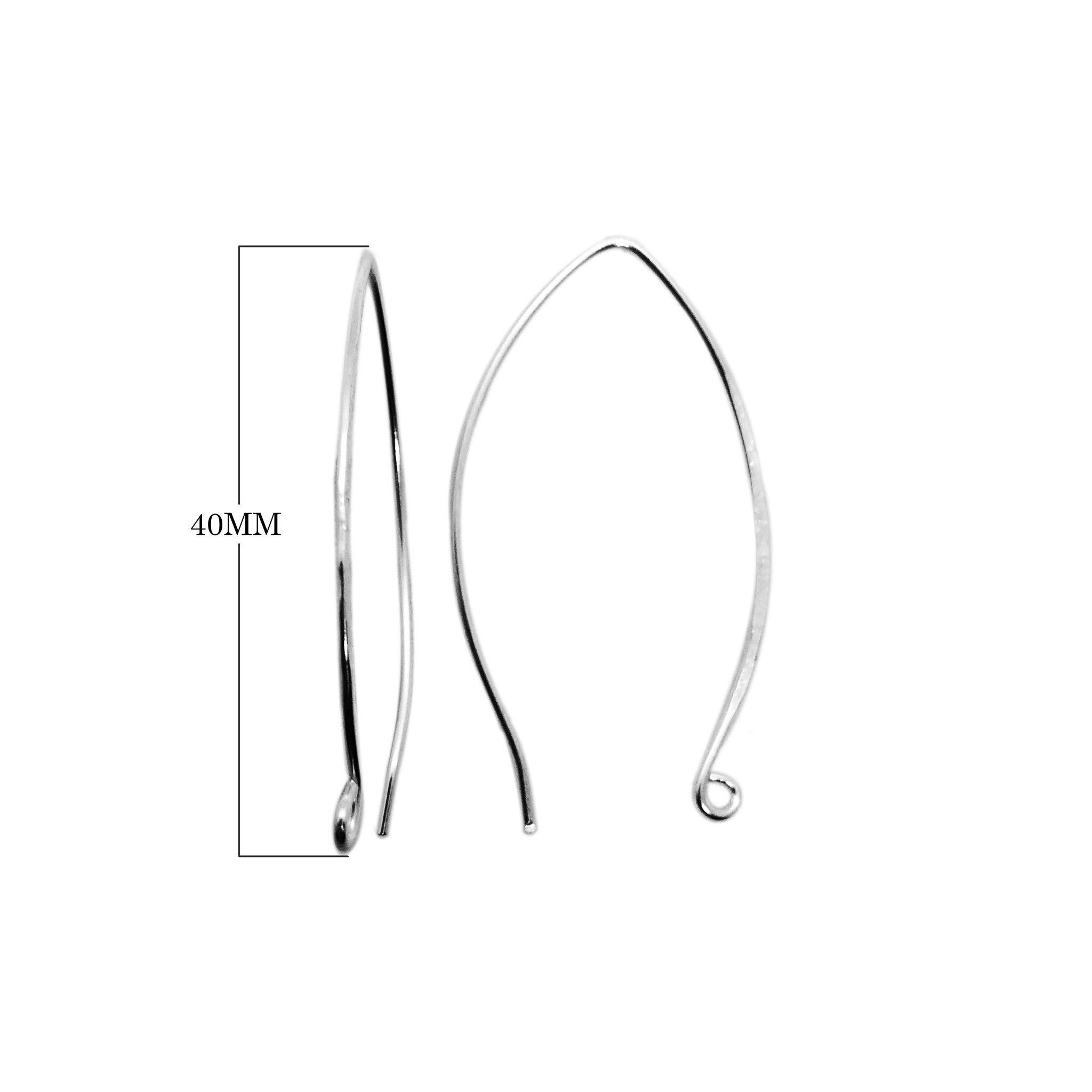 Silver overlay long marquise loop earwire with polished finish handcrafted in India