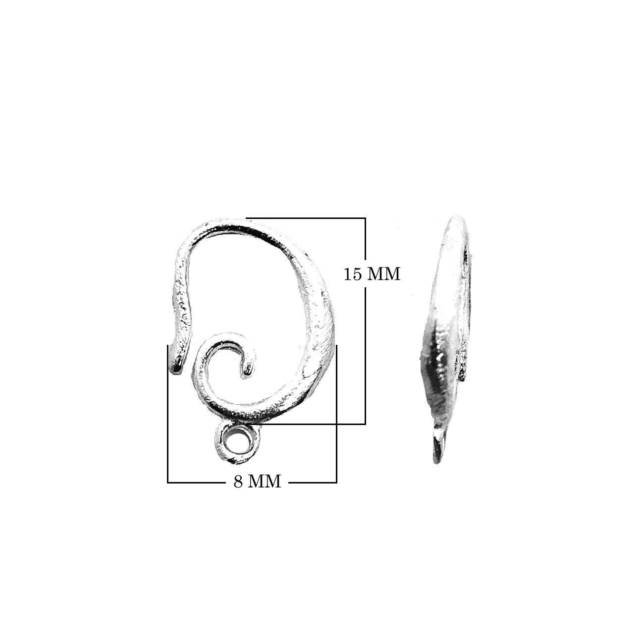 Silver overlay swirl pattern earwire with polished finish handcrafted in India