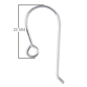 Sterling Silver Plain Hook Earwire For Jewelry Findings