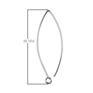 Sterling Silver Marquise Shape Earwire For Jewelry Findings