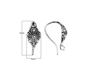 Sterling Silver Floral Bali Earwire For Jewelry Findings