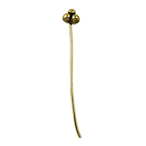 Gold-overlay copper pin with textured triple-bead decorative head.