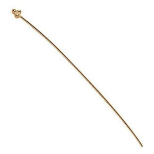 Long 18K gold overlay copper head pin with granulated tri-bead top.