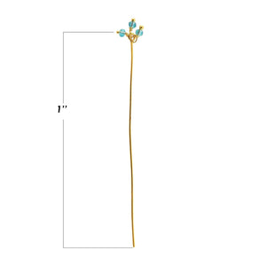 18K gold overlay copper head pin with blue crystal quartz bead cluster.