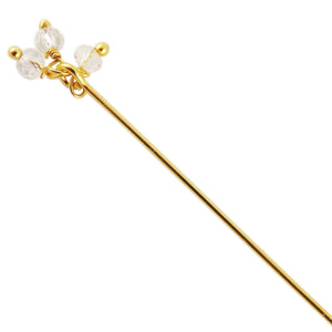 18K gold overlay copper head pin with White Crystal Quartz bead cluster.
