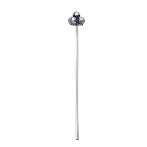 Handcrafted silver overlay over copper triple-ball head pin made in India for wholesale jewelry production.