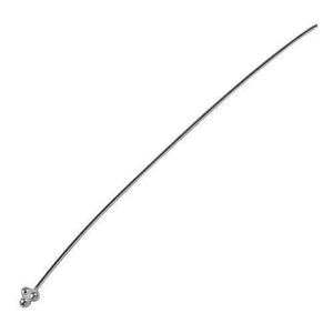 Long handcrafted silver overlay over copper triple-ball head pin made in India for wholesale jewelry production.