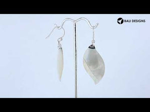 Mother Of Pearl Silver Wave Earrings With Earwire For Wholesale