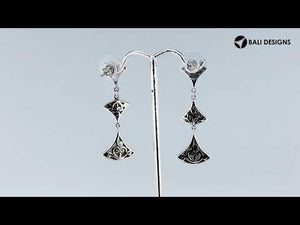 Sterling silver Mother of Pearl drop earrings with filigree design and post clip lock for wholesale jewelry collections.