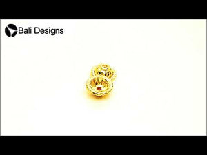 18K Gold Overlay Over Copper textured round bead cap, handcrafted artisan jewelry component from India for wholesale supply