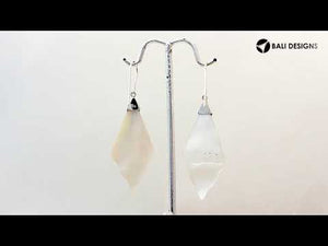 Mother Of Pearl Fan Shape Silver Earrings