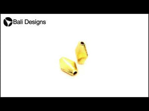 18K gold overlay 3D rhombus shape brushed bead handcrafted in India for wholesale jewelry making