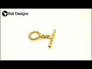 18K gold overlay toggle clasp with twisted rope ring and matching bar, handcrafted jewelry finding from India