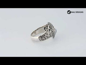 Sterling Silver Heart Shape Balinese Vintage Statement Ring With Blue Topaz Quartz