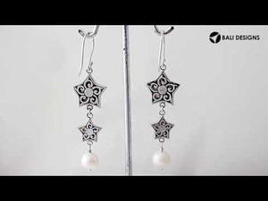 Mother Of Pearl star earrings with pearl drop
