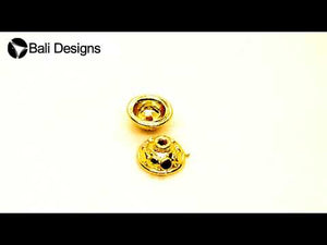 18K Gold Overlay Over Copper decorative rope pattern bead cap with polished gold finish, handcrafted jewelry component from India.