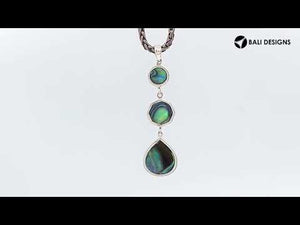 Sterling Silver Triple Drop Abalone Shell Pendant With Polished Balinese Frame.