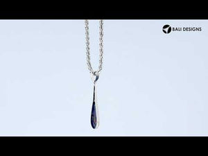 Wholesale sterling silver teardrop pendant with Abalone Shell inlay, handcrafted Bali 925 silver jewelry for bulk orders