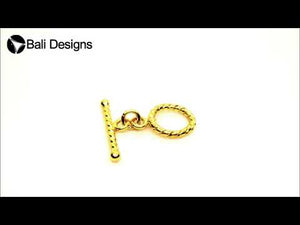 18K gold overlay toggle clasp with rope-textured circular ring and twisted bar, handcrafted jewelry finding from India