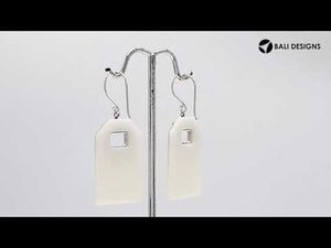 Mother of Pearl geometric earrings with silver filigree frame